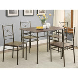 ZNTS Walnut and Dark Bronze 5-Piece Rectangle Dining Set B062P153843