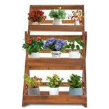 ZNTS 3-Tier Acacia Wood Plant Stand, Foldable Compact Indoor/Outdoor Display Rack for Plants and 65336558