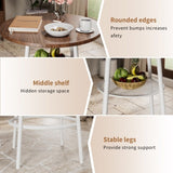3-Piece Bar Table Set with 2 Bar Stools Modern Pub Table with Backrests & Storage Shelf W578P303852