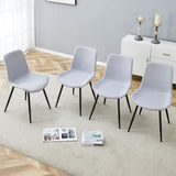 Comfortable Linen-Cotton Dining Chair Set - Four Pieces in Light Gray.Integrated Seat and W1151P230557