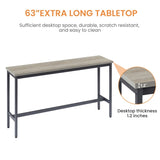 Long Bar Table Set with 3 PU Upholstered Bar Stools, Industrial Bar Table and Chairs for Kitchen W1668P147058