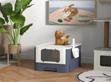 White Large Cat Litter Box Front Entry Top Exit, with Matching Scoop 36599739