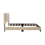 1pc Full Platform Bed Light Brown Velvet Upholstered Adjustable Height Headboard Button Tufted Solid B011P203574