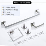 5 Pieces Bathroom Hardware Accessories Set Towel Bar Set Wall Mounted,Stainless Steel W121963549