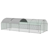 ZNTS 26'x9'x6'Large Metal Chicken Coop,Walk-in Poultry Cage,Chicken Run with Waterproof Cover,Outdoor 97259281