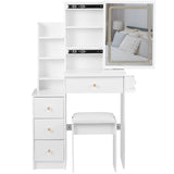 Small Size Left Bedside Cabinet Vanity Table Cushioned Stool, 2 AC2 USB Power Station, Hair dryer W936P202468