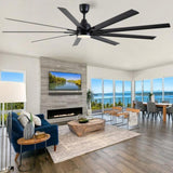 ZNTS 84 In Super Large Black Ceiling Fan with Remote Control W1367P182918