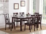 Modern Contemporary 7pc Set Espresso Finish Unique Eyelet Back 6x Side Chairs Cushion Seats B011119001