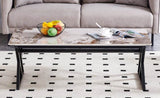 A coffee table is made of rock slab material, with a natural and smooth marble pattern on the W1151P154285