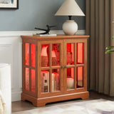 LED Curio Display Cabinet,Antique Display Cabinet with Adjustable Shelves,Retro Design Quality W2275P292660