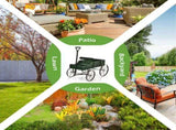 Garden Plant Planter Wooden Wagon Planter W/ Wheel Garden Yard Green 68787629