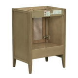 24" Bathroom Vanity without Sink, Base Only, Rattan Cabinet with Doors and Drawer, Solid Frame and WF297609AAD