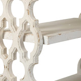 35.5" x 14" x 32" Distressed White and Natural Wood Shelf Tray, French Country Console Table W2078141936