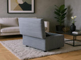 Dark Gray Corduroy Upholstered Ottoman with Black Round Rubber Feet 634343cm, Hidden 67751678