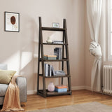 ZNTS 5-Tier Shelves,Bookshelf, Storage Rack, Bookcase with Rubber Wood Frame, Ladder Shelf for Living W2582P195345