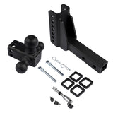 Adjustable Trailer Hitch 18,500 lbs 2" Receiver 6" Drop/Rise Tow Hitch Tri-Ball Trailer Kit Black 06953656