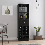 Classic Bar Cabinet, Two Drawers, Twelve Built-in Wine Rack-Black B07091835