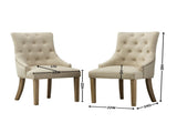 Tan Button Tufted Solid Wood Wingback Hostess Chairs with Nail Heads Set of 2 T2574P164608