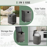 40*40*57cm Iron Frame Gas Bottle Storage Rattan Side Table Gray Gradient 08027849