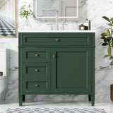 36'' Bathroom Vanity with Top Sink, Modern Bathroom Storage Cabinet with 2 Drawers and a Tip-out N710P230246F