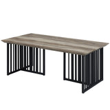 Antique Oak and Black Coffee Table with Metal Base B062P209139