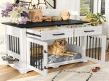 44.48" Large Dog Crate Furniture, Indoor Wooden Dog Kennel End Table with 2 Storage Drawers and 31820868