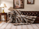Brown Taupe 780GSM Faux Fox Fur Throw Blanket 60"x80" Double-Sided PV Fleece Lined Blanket 63194343