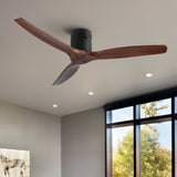 ZNTS 52 In.Solid Wood Blade Low Profile Ceiling Fan without Light W136755964