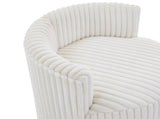 Malna Plush Wide Wale Corduroy Upholstered Barrel Accent Chair with Wheels, Off-white T2574P221268
