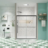 Bypass shower door, sliding door, with 1/4" tempered glass and Matted black finish 44-48"x70" W2122131037