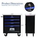 4 DRAWERS MULTIFUNCTIONAL TOOL CART WITH WHEELS-BLACK W1102P182231