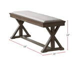 Ash Gray Contemporary Solid wood Veneer Dining Room 1pc Bench Cream Cushion Seat Unique Legs Bench B011P160336