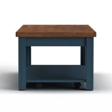 ZNTS Bridgevine Home Nantucket 14 inch Chairside Table, No Assembly Required, Blue Denim and Whiskey B108131555