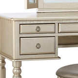 Bedroom Contemporary Vanity Set w Foldable Mirror Stool Drawers Silver Color HS00F4079-ID-AHD