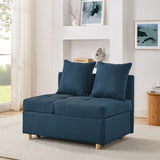 Convertible Sleeper Sofa Chair Adjustable Backrest Recliner with Pullout Sofa Bed with Wheels, W1413P227517
