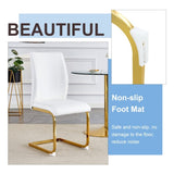 Luxury Simple Arch Chair - Set of 2 WHITE PU Material High Resilience Dining Chair with Arched Metal W1151P154875