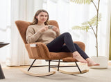 Teddy Fabric Wingback Glider Rocker & Ottoman Set, Nursery Nursing Rocking Chair with Side Storage 27827247