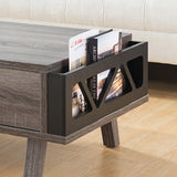 ZNTS Antique Wooden Livingroom Coffee Table with Two Storage Drawers, Distressed Grey & Black B107130987