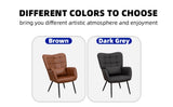Bonded Leather Armchair, Modern Accent Chair High Back, Living Room Chairs with Metal Legs and Soft W2105P145981