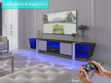 TV Console with Large Storage Cabinets, Biplane Shape Design LED TV Stand with Remote Control, W1701P164320