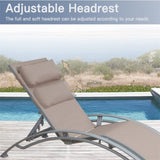 Outdoor Chaise Lounge Set of 2 Patio Recliner Chairs with Adjustable Backrest and Removable Pillow W1859109832