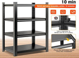 4-Tier Adjustable Metal Storage Shelving Unit, Black Heavy Duty Kitchen Organizer for Home Space 03288309