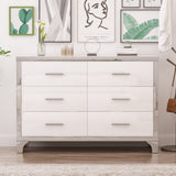 Elegant High Gloss Dresser with Metal Handle,Mirrored Storage Cabinet with 6 Drawers for N733P205355K