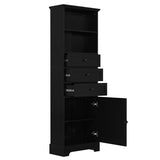 ZNTS Black Tall Storage Cabinet with 3 Drawers and Adjustable Shelves for Bathroom, Study, Office and WF323347AAB