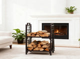 Double Layer Firewood Holder With Animal Pattern And Tools, Brown 28714394