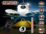 2-in-1 Camping Fan with LED Lantern Remote Control, 4 Wind Speeds 3 Light Brightness Timer Function 24666456