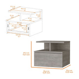 Concrete Gray 2-Tier Shelf Floating Nightstand B062P175169