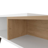 Hack Berry Coffee Table with Open Storage and Conical Legs , White Natural Oak B128P263707