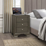 Gray Finish 3-Drawers Nightstand with 2 USB Ports Transitional Bedroom Furniture 1pc Bedside Table B011P172005