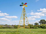 6.2ft Yellow 5-Blade Iron Windmill with Tripod Stand 75355345